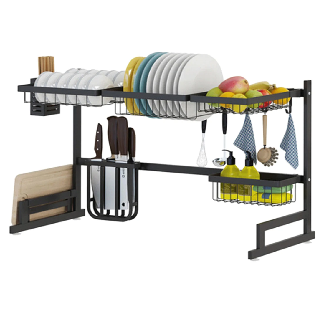 201 решетка для слива раковины сушилка для посуды полка посуда Органайзер держатель для посуды кухонные аксессуары-двойная раковина