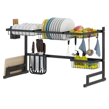 

201 Stainless Steel Sink Drain Rack Dish Drainer Shelf Tableware Organizer Utensils Holder Kitchen Accessories - Double Sink