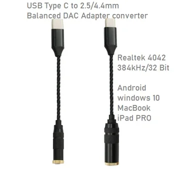 

PIZEN Type C to 2.5mm/4.4mm Balanced Cable DAC converter headphone Amplifier 384KHz/32bit for android windows 10 MAC IPAD PRO