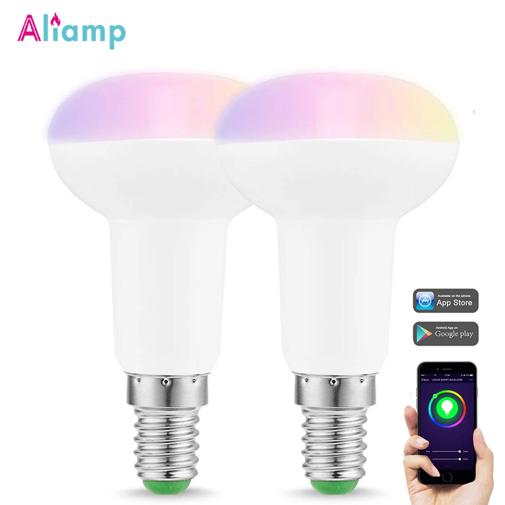 E14 WIFI умный светодиодный светильник 5 Вт равный 40 отражатель RGB холодный белый