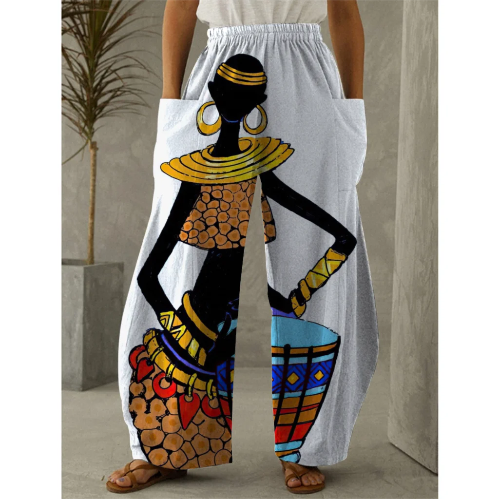 

New Autumn Model Face 3D Pant Loose Long Trousers Baggy Pantalon Women Elastic Waist Retro Lantern Pants Girls Oversized Pants