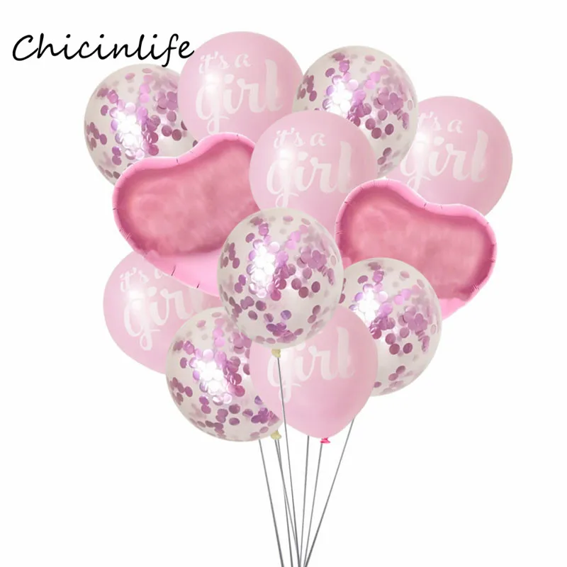 Chicinlife девушка день рождения тема это девушка с воздушными шарами баннер Baby Shower Девушка День рождения украшения Дети 1 день рождения Декор - Цвет: A