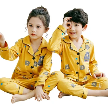 

Children's home service pajamas boys long sleeves spring and autumn little girls summer thin suit Nightgown cartoon