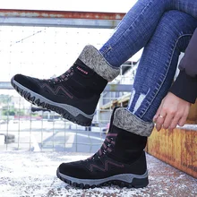 Зимние ботинки; Плюшевые Теплые ботильоны для женщин; зимние ботинки; женские уличные ботинки; женская зимняя обувь; женские ботинки размера плюс 41, 42