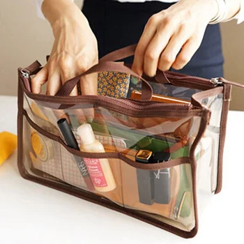 

1 PC Multi-function Waterproof Toiletry Bag PVC Transparent Cosmetic Bag handbag Toilet Bag Travel Double Zipper Cosmetic Bag