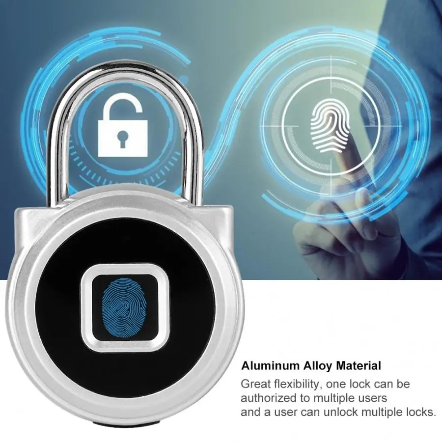 Anti-Theft Smart Fingerprint Unlock Keyless Security PadLock for Wardrobe Cabinet Box