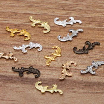 

8*17mm Vintage Brass Hollow Filigree Flower Charms Wraps Metal Findings Hair Clasps Settings DIY Jewelry Accessories