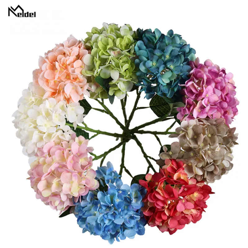 Bouquet d'hortensia Meldel, fleur artificielle en soie, Simulation florale pour décoration de Table de maison