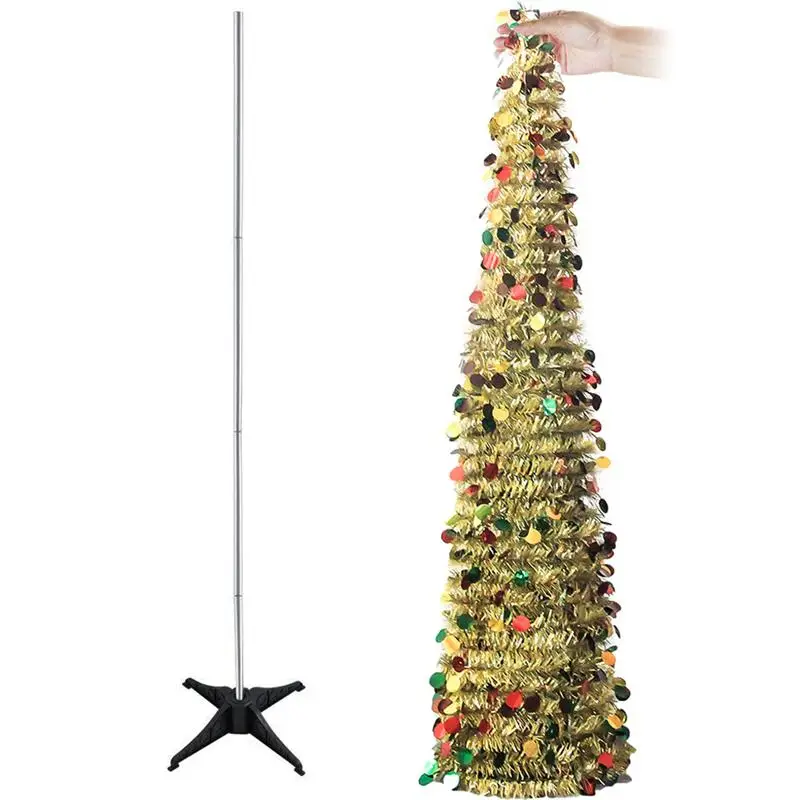 150 см Складная Рождественская елка ПЭТ пластиковая телескопическая Рождественская елка домашние украшения Рождественский Декор для ТВ комнаты гостиной магазин A35