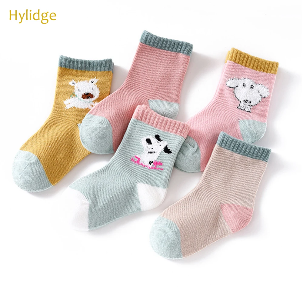 Hylidge/5 пар/лот, милые носки для мальчиков и девочек с героями мультфильмов забавные носки с милой собачкой для детей, детские гольфы, длинные носки детские носки для малышей