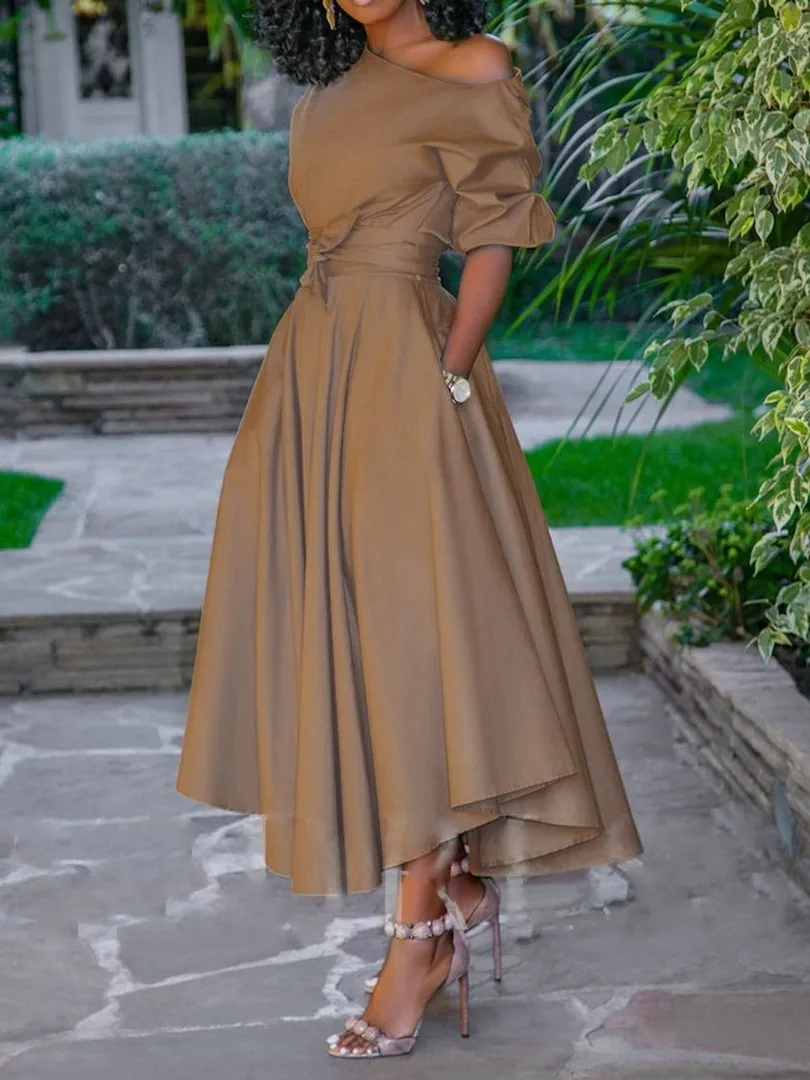 Повседневное длинное платье, женское пикантное платье на одно плечо, модное платье с высокой талией, женское элегантное платье в африканском стиле