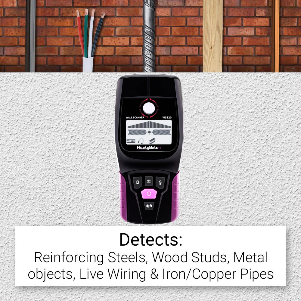 NicetyMeter WS120 Multi Scanner Stud Finder AC Wood Cable Wires Depth
