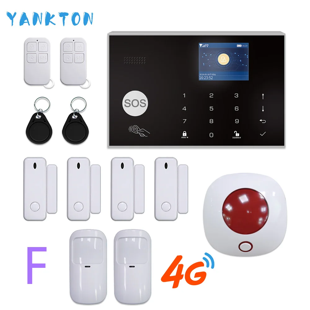 YK-015-4G-G30-Si-F Переключаемая беспроводная домашняя охранная система Tuya на 11 языков, 3G и 4G, Wi-Fi сигнализация, 433 МГц, RFID карта, устройство для снятия руки, приложение, дистанционное управление - Цвет: YK-015-4G-G30-Si-F