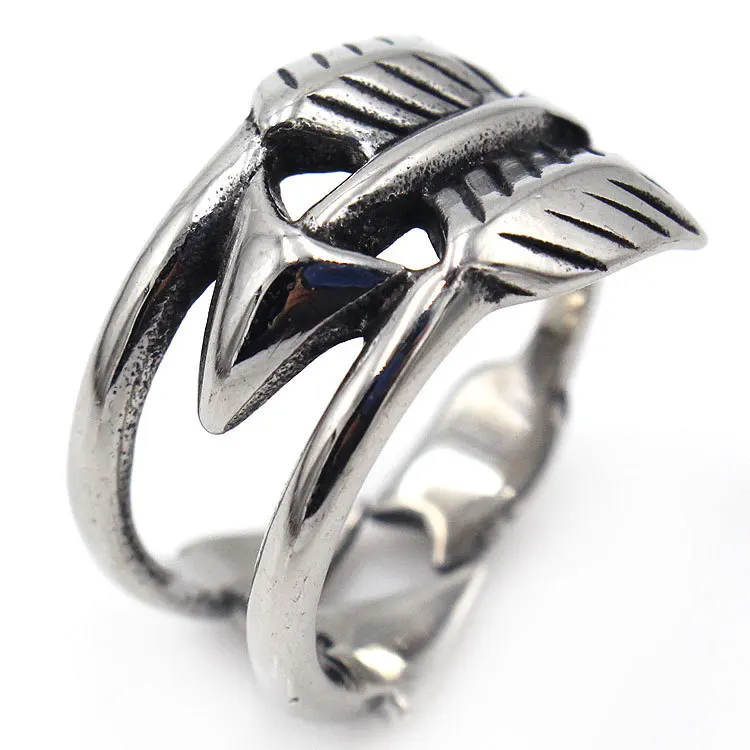 

Bxzyrt 2021 New Men Punk Ring Bow-Arrow Shape Stainless Steel Men's Hip Hop Gothic Party Jewelry Accessories Dropshipping