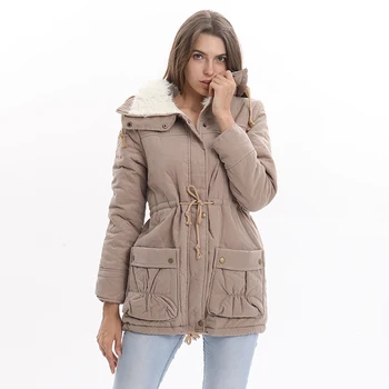 

Winter Women Jacket Warm Long Plush V Neck Women Jacket Pockets Coat Fashion Causal Autumn Female Coat Outwear