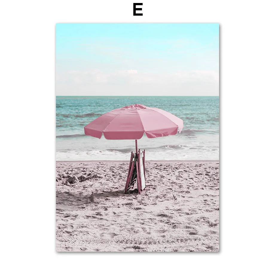 Sea-Beach-Pink-Parasol-Car-Coconut-Tree-Wall-Art-Canvas-Painting-Nordic-Posters-And-Prints-Wall (7)