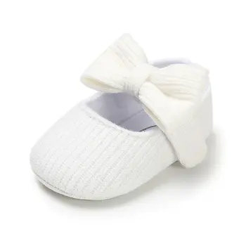 

Princess Baby Girls Booties Shoes Newborn Infant Kids Bowknot Pram Crib Shoes Toddler Knitted First Walkers Soft Sole Prewalkers