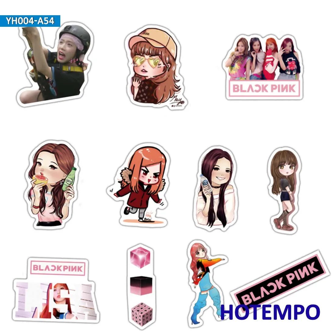 54 шт. KPOP черно-розовые модные наклейки для DIY букв дневник в стиле Скрапбукинг Канцелярские принадлежности Pegatinas мобильный телефон ноутбук наклейки