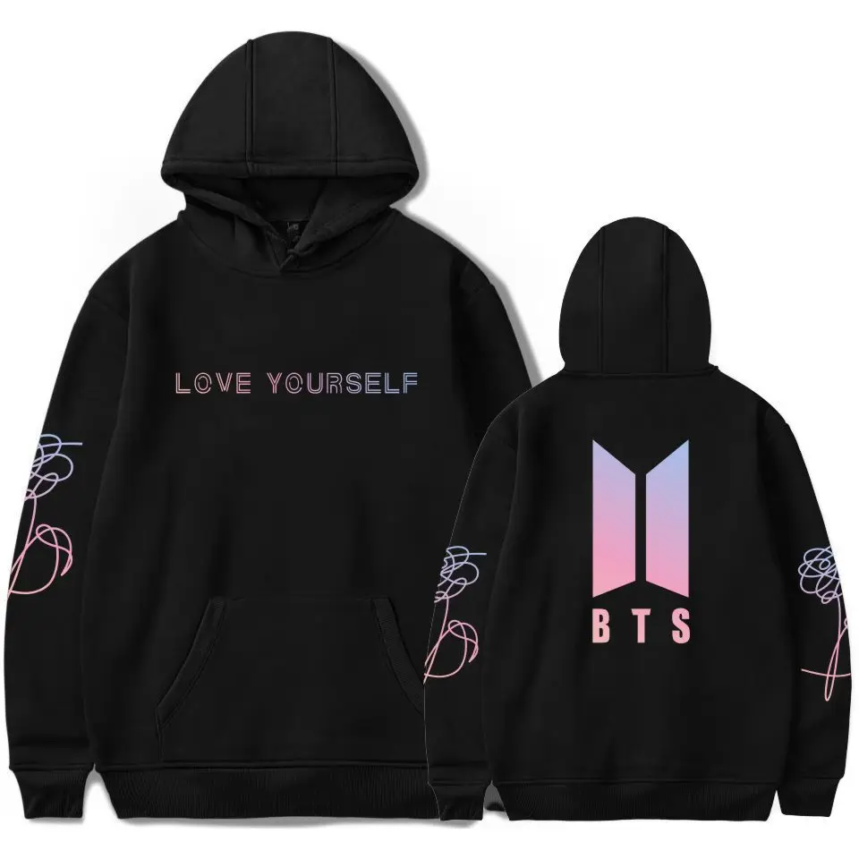 BTS пуленепробиваемые Мальчики Осень и зима альбом любят себя стиль знаменитостей плюс бархат мода влюбленных Толстовка
