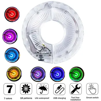 

Floodlight Bike Wheel Hub Light Waterproof Rechargeable LED Cycling Spoke Light 7 Color Bicycle Safety Warning Decoration Light