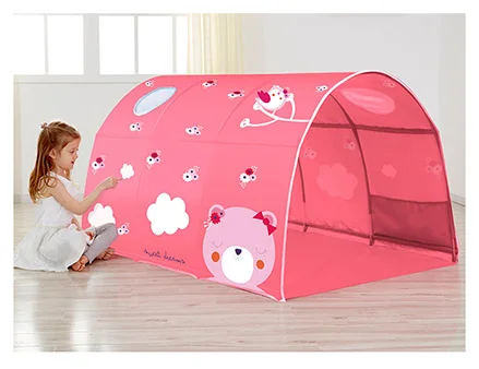 Портативный детский игровой домик, складной домик, украшение для комнаты, палатка для ползания, туннель, игрушка, мяч, бассейн, кровать, палатка - Цвет: LJC0012-Pink bear
