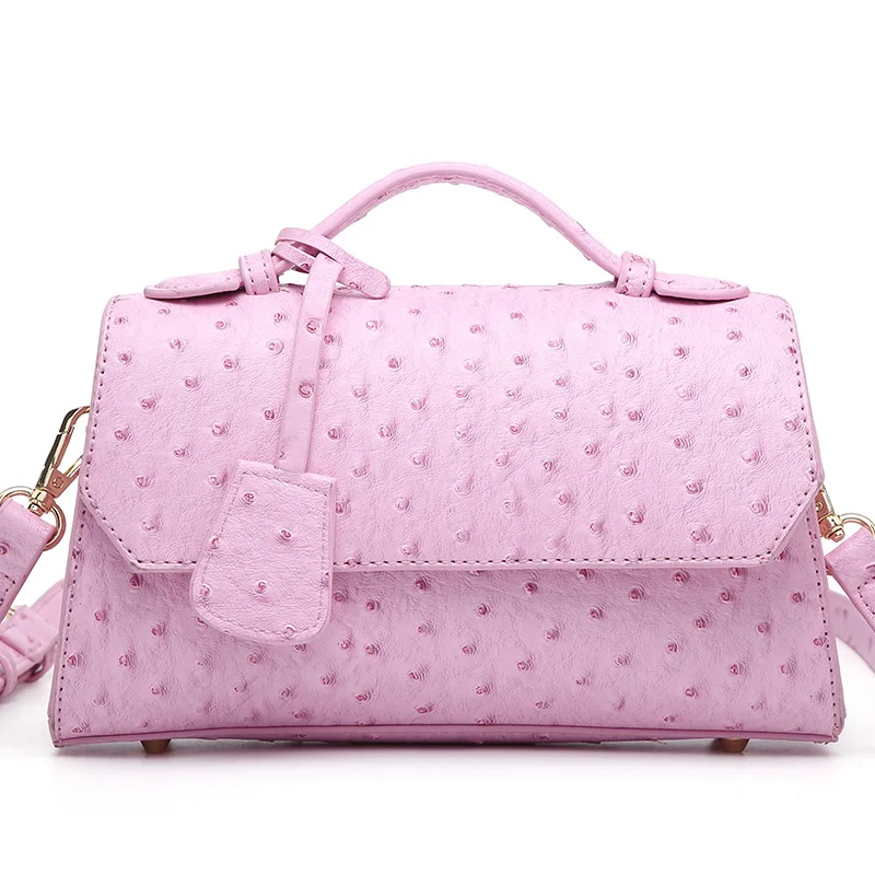 Ostrich Pink Сумка на плечо из страусиной кожи, женская сумка-клатч на цепочке, кожаные сумки из страусиной кожи, зеленая женская сумочка - Цвет: Ostrich Pink