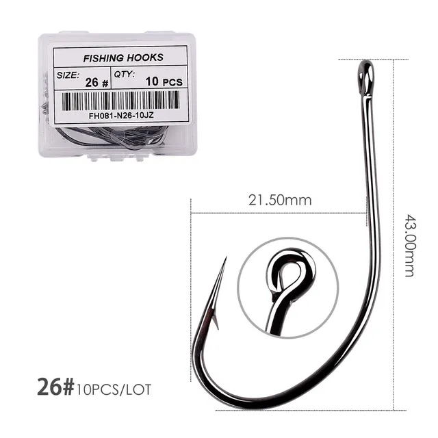 50pcs 10pcs Coating High Carbon Stainless Steel Barbed Carp Fishing Hooks Pack with Retail Original Box Fishing Hook Tackle Size 26 - 10pcs