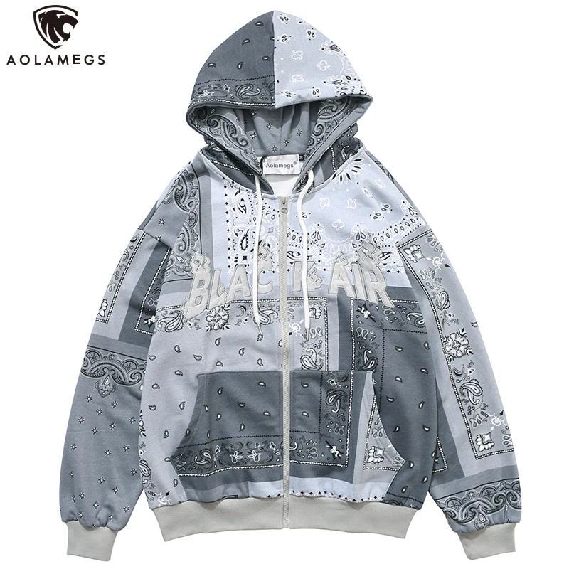 Aolamegs Men Zipper Hoodies Vintage Totems Letter Embroidery Streetwear Casual Baggy All-match Autumn Hooded Sweatshirt Coat men Aolamegs Men Zipper Hoodies Vintage Totems Letter Embroidery Streetwear Casual Baggy All-match Autumn Hooded Sweatshirt Coat men