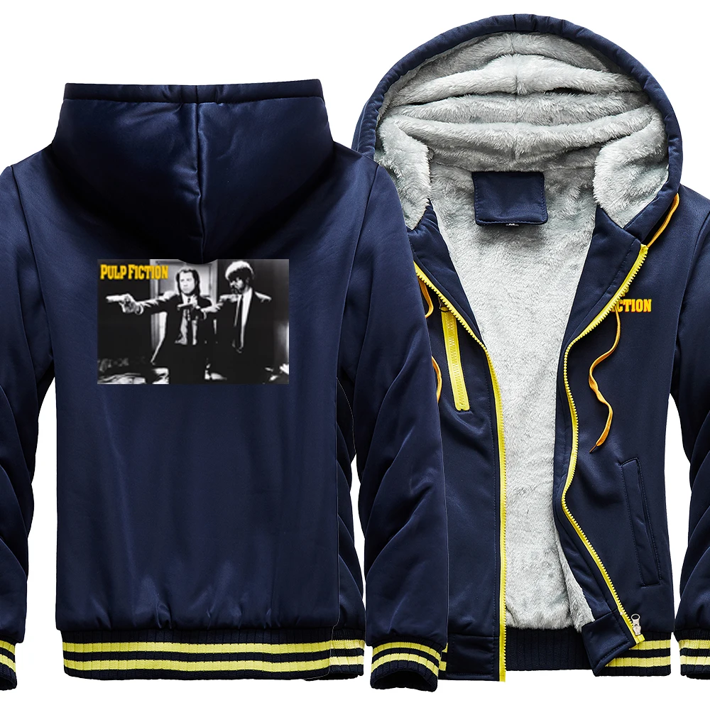

Pulp Fiction Leon Winter Clothing man hooded Pattern Zipper Thick Coat Harajuku Zipped jacket for mens Winter Warm hoodie man
