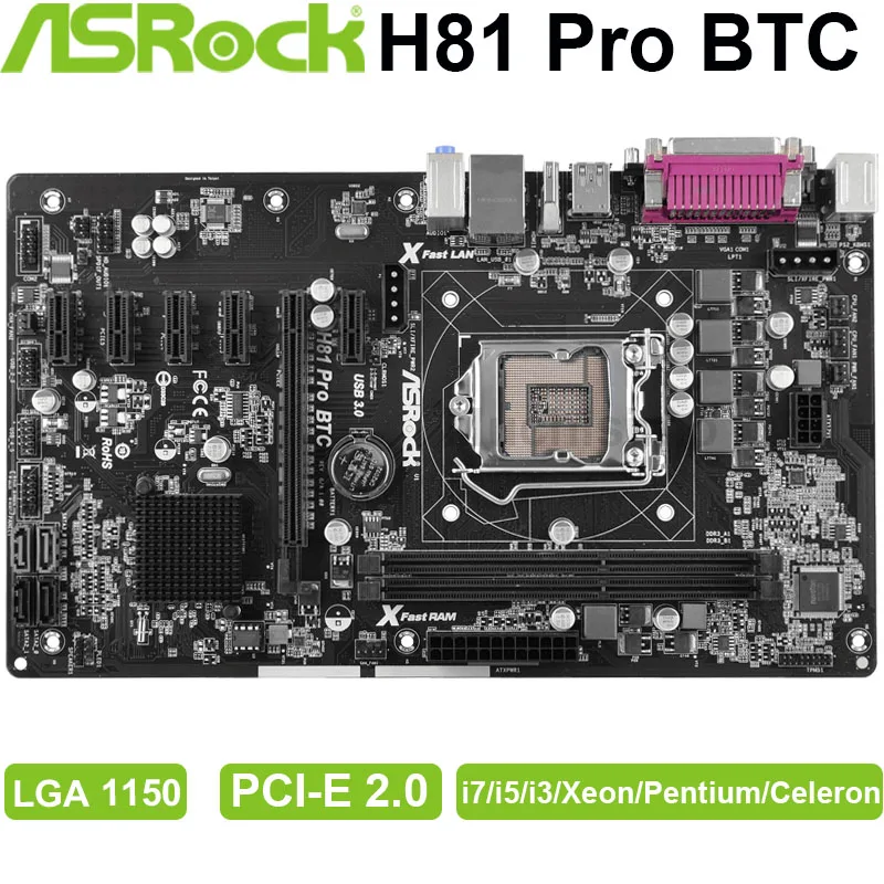 Asrock H81 Pro BTC Motherboard 100% Original LGA 1150 I3 I5 I7 DDR316GB  USB2.0 USB3.0 PCI-E 2.0 Desktop Computer Mainboard Used _ - AliExpress  Mobile