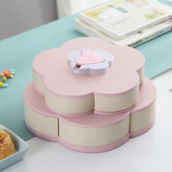 

Storage Box Amazing Bloom Rotating Flower Shape Snack Box Candy Box Dried Fruit Box Fruit Tray Sunflower Seeds Double Layer