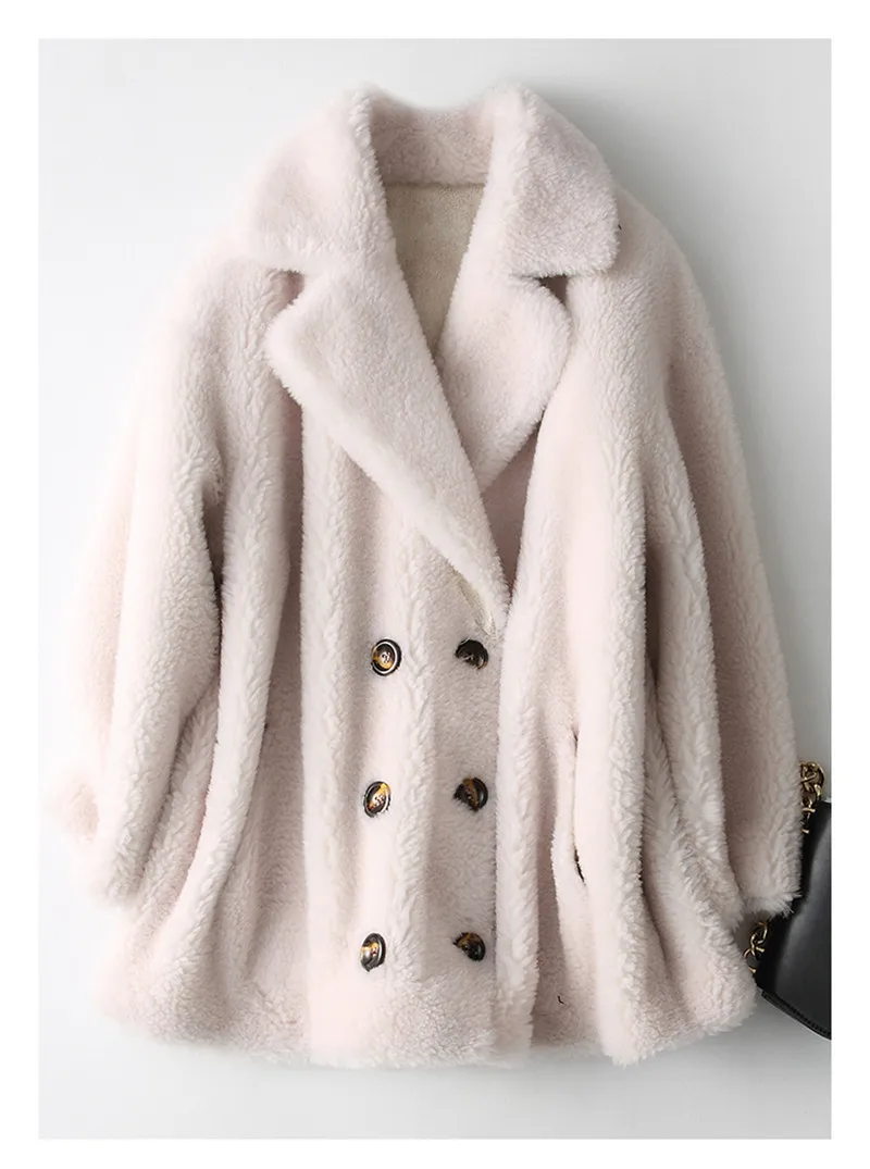 PUDI A18224, Женское зимнее пальто из настоящей шерсти, овечья шерсть, натуральная стрижка, пальто, теплая куртка, пальто для девочек, женские длинные куртки - Цвет: beige