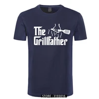 Men's Fashion The Grillfather Grey Funny BBQ Grill Chef Tee Shirt Cotton Short Sleeve T-Shirt