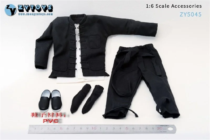 

Best Sell Scale 1/6 The Chinese Traditional Kung Fu Black Suit Pants Shirt Shoes For Usual 12inch Doll Action Collectable