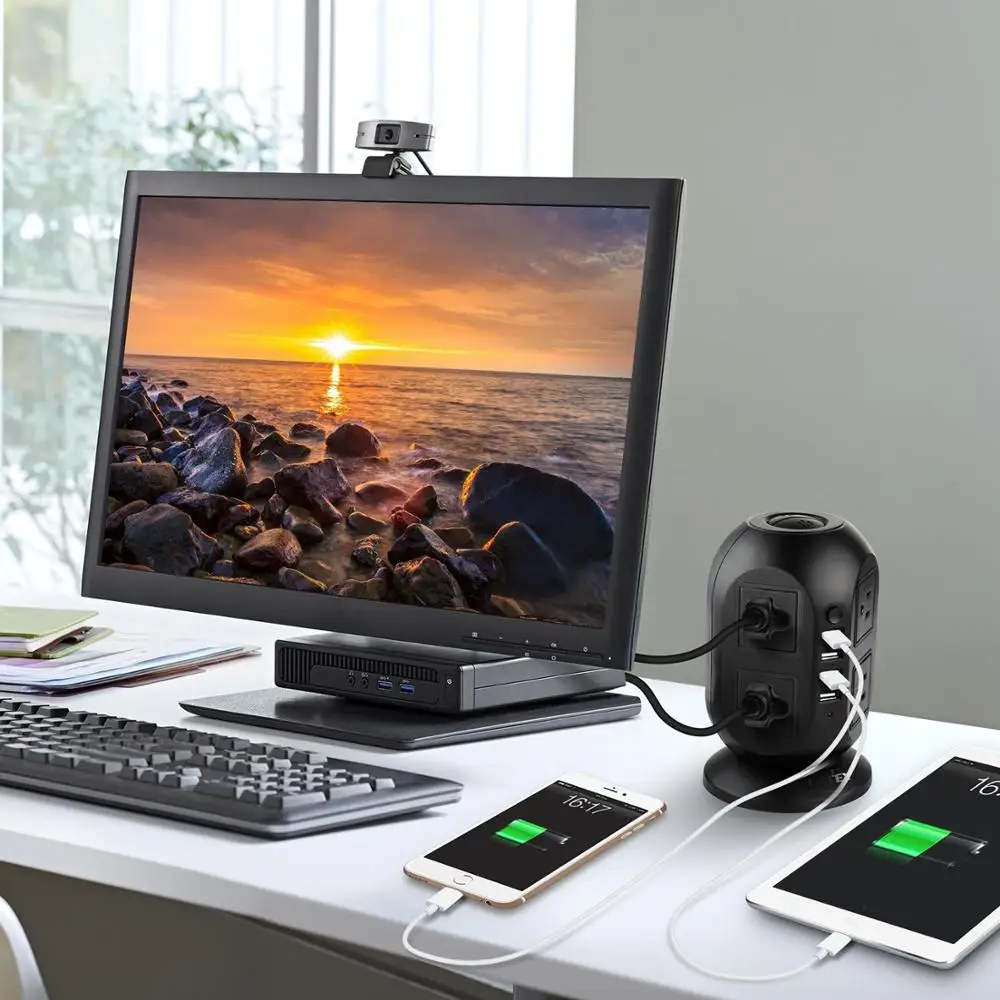 Bbzeal сетевой фильтр, 8 розеток, АБС-пластик, огнестойкий пластик, 4 порта usb, мульти-разъем, длинный удлинитель, 9,8 футов