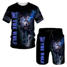 Ferocious Wolf Summer 3D Printed Men's T-shirt Shorts Set Men's Sportswear Tracksuit O Neck Short Sleeve Men's Clothing Suit