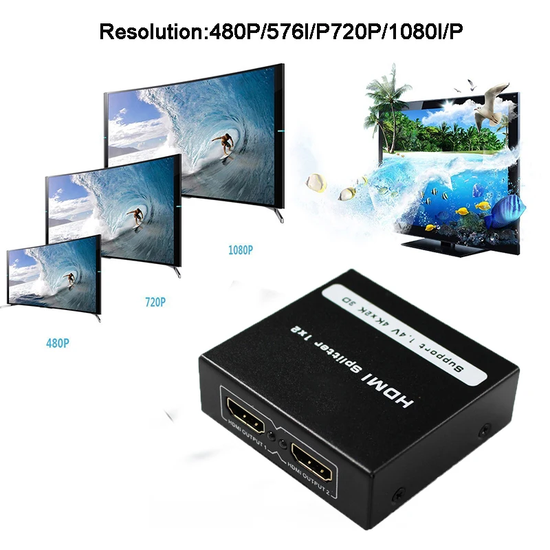 HDMI сплиттер 1 вход 2 выхода HDMI сплиттер Switcher Box Hub поддержка 4K X 2K 3D 2160p1080p для XBOX360 PS3/4/5