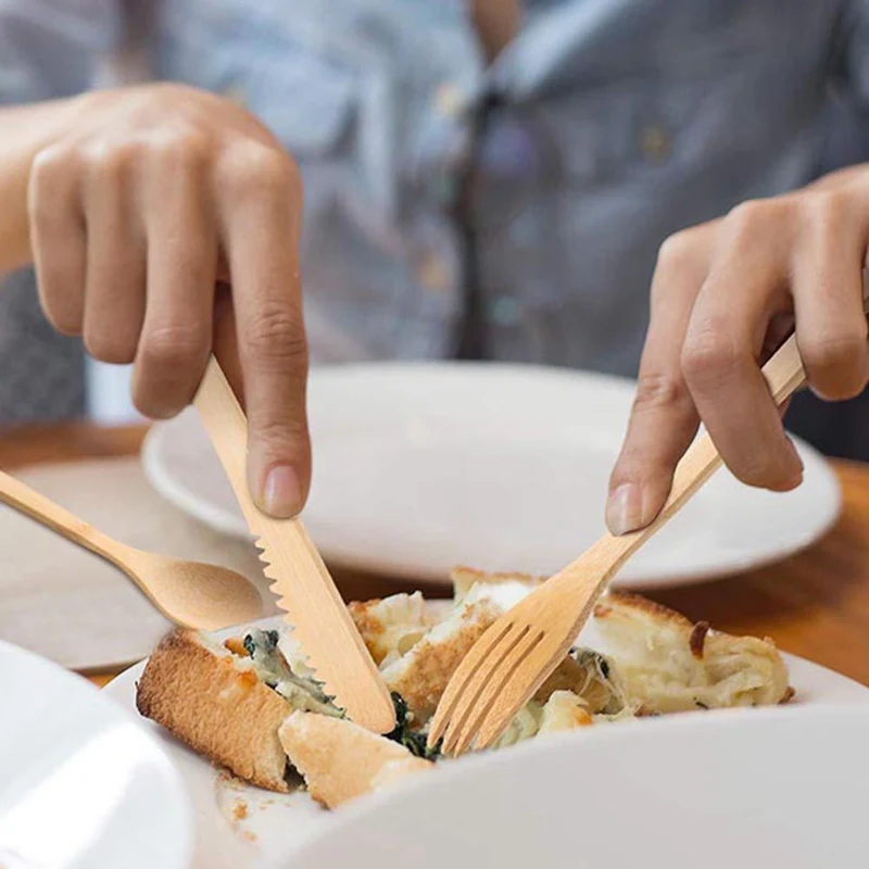 Straw Kitchen Utensil With Cloth Bag Eco-friendly Travel Reusable Portable Bamboo Cutlery Set Spoon Fork Chopsticks