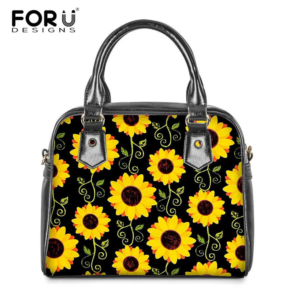 FORUDESIGNS/роскошная женская сумка-мессенджер из искусственной кожи с короткими ручками и желтым цветочным принтом, женская сумка на плечо, женская сумка-тоут, Mujer - Цвет: HXA603DL