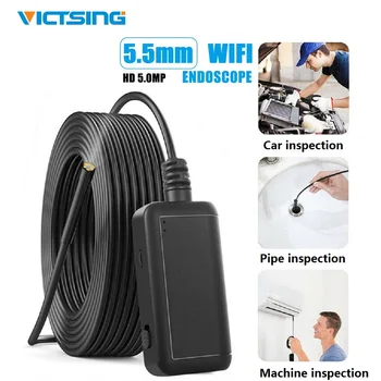 

VicTsing 5.0MP Wireless Endoscope Camera WiFi Inspection 5.5mm HD 2560*1920 Borescope 6 Leds Car Repair Tools for IOS Android