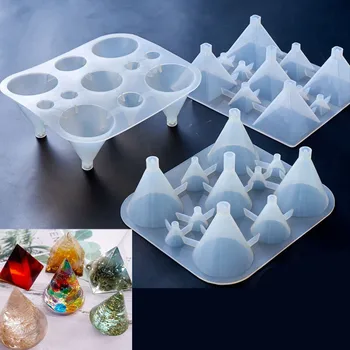 

1set Transparent Pyramid Cone Silicone Mold DIY Uv Resin Pendant Mould Craft Mold Epoxy Resin Molds for Jewelry Making