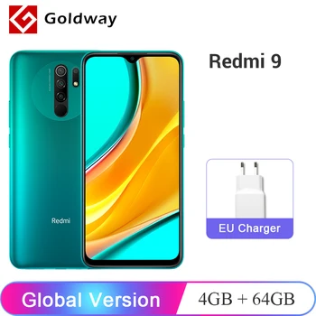 هاتف ذكي نسخة عالمية من شاومي ريدمي 9 بذاكرة وصول عشوائي 4 جيجابايت وذاكرة قراءة فقط 64 جيجابايت هاتف هيليو G80 ثماني النواة وكاميرا رباعية 13 ميجابكسل وشاشة مقاس 6.53 بوصات كاملة الوضوح + بطارية 5020 مللي أمبير في الساعة 1