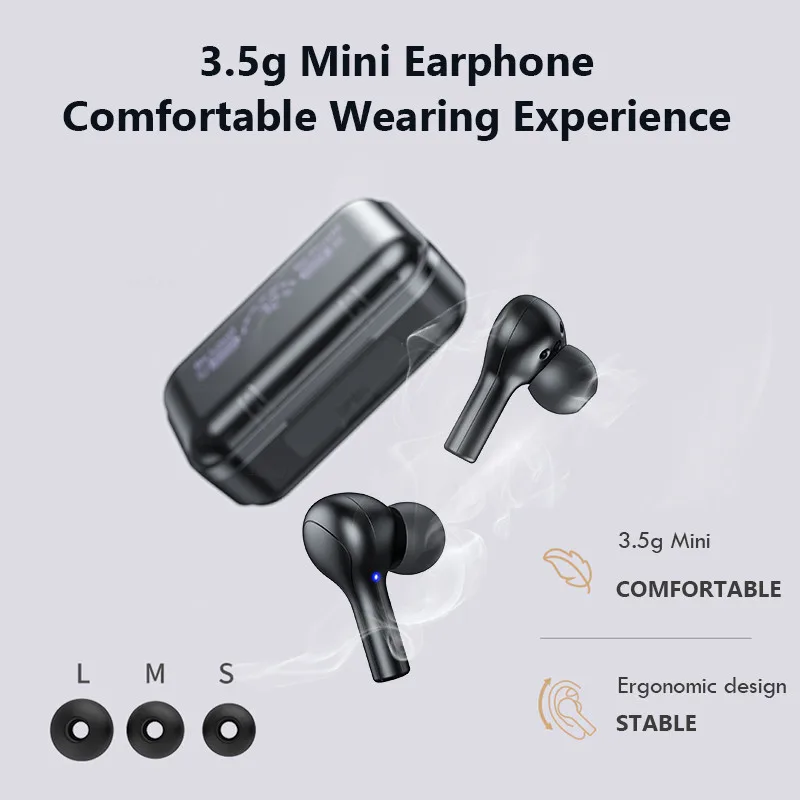 F9 278 Bluetooth Earphone Led Power Digital Display Headset Call Function Binaural Stereo Earbuds Touch Voice for Xiaomi Huawei