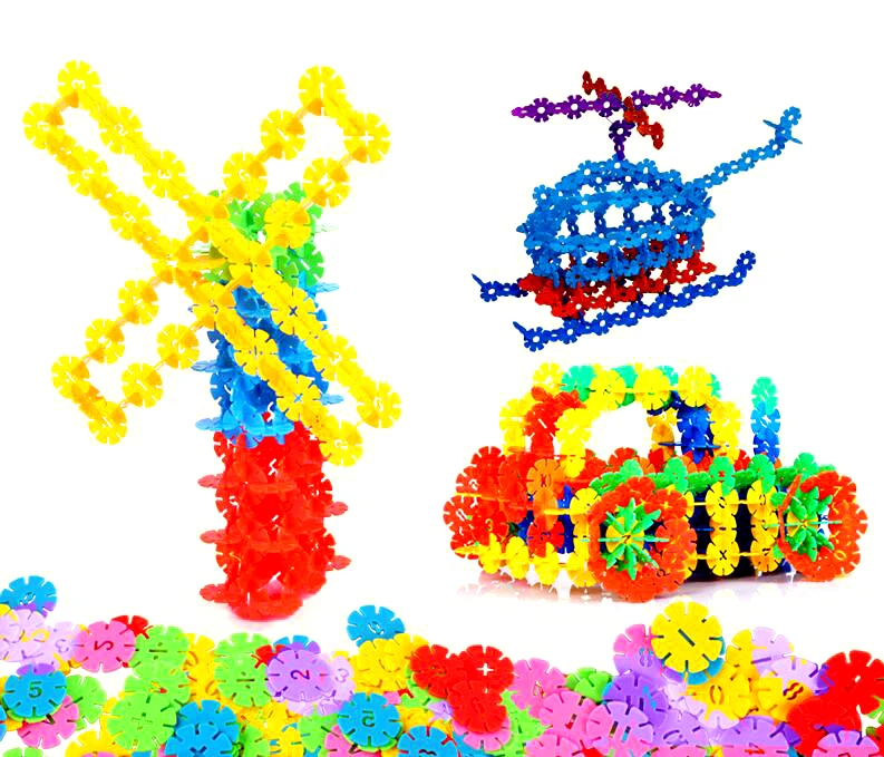 200Pcs/100Pcs Snowflake Building Blocks Toys Baby Children Educational Toys DIY Assembling Bricks for Children Gift GYH