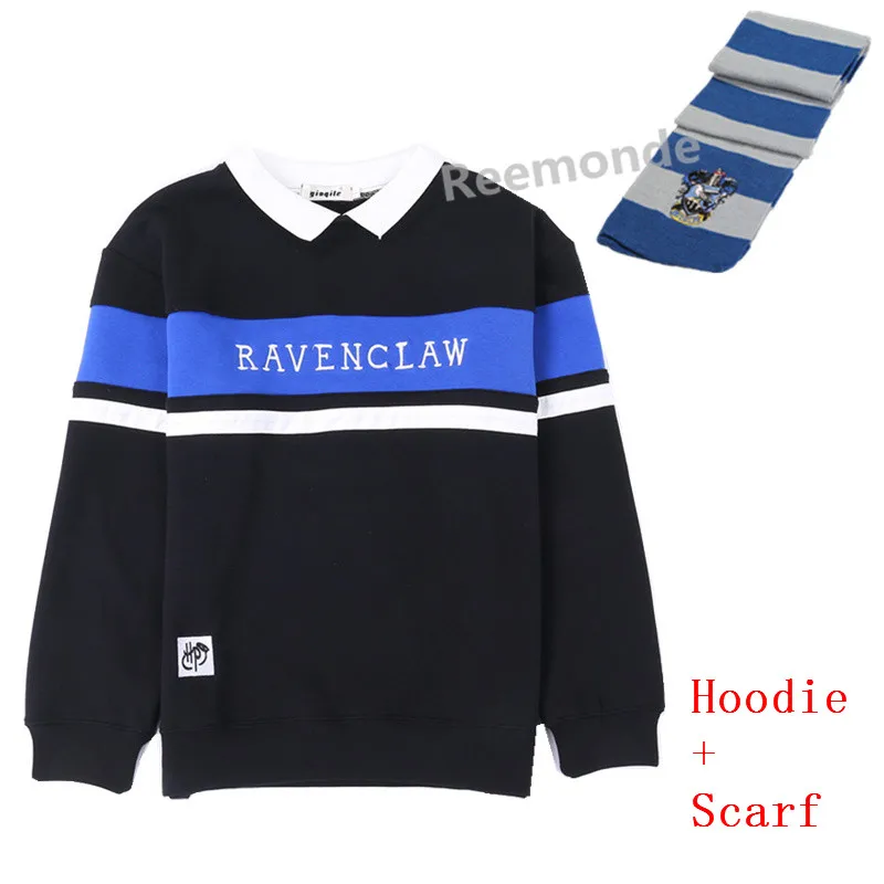 hoodie scarf Волшебная школьная форма косплей Слизерин толстовки Hufflepuff джемпер Ravenclaw Толстовка Костюм Гриффиндор джемпер свитер шарф - Цвет: hoodie scarf