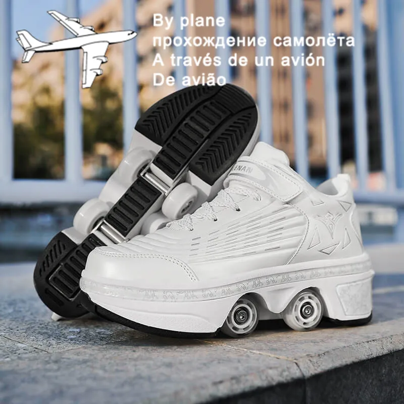 Chaussures de patin à roulettes de déformation portables, baskets à  roulettes Parkour, chaussures de course à quatre roues, chaussures unisexes  pour enfants - AliExpress