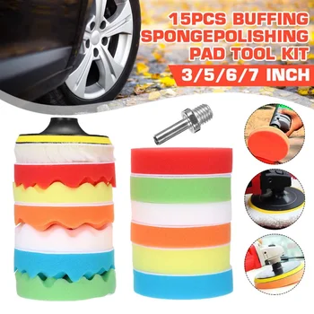 

15Pcs Buffing Pad Set 3-7inch Auto Car Polishing Pad Kit Thread for Car Polisher Buffers Wax +M10 Drill Adaptor Power Tools