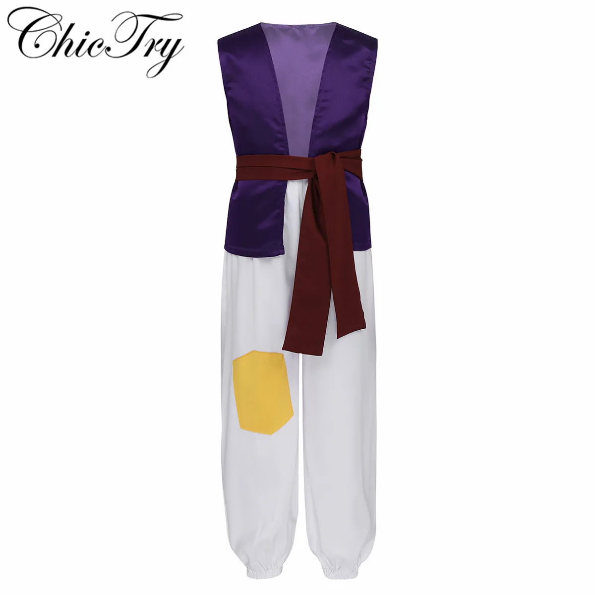 

Kids Boys Arabian Prince Fancy Party Costume Outfit Sleeveless Vest Tops with Pants Belt Set for Halloween Themed Party Clothes