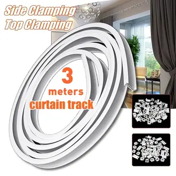 

3.0 meters Flexible Ceiling Mounted Curtain Track Rail Straight Slide Windows Balcony Plastic Bendable Home Window Decor