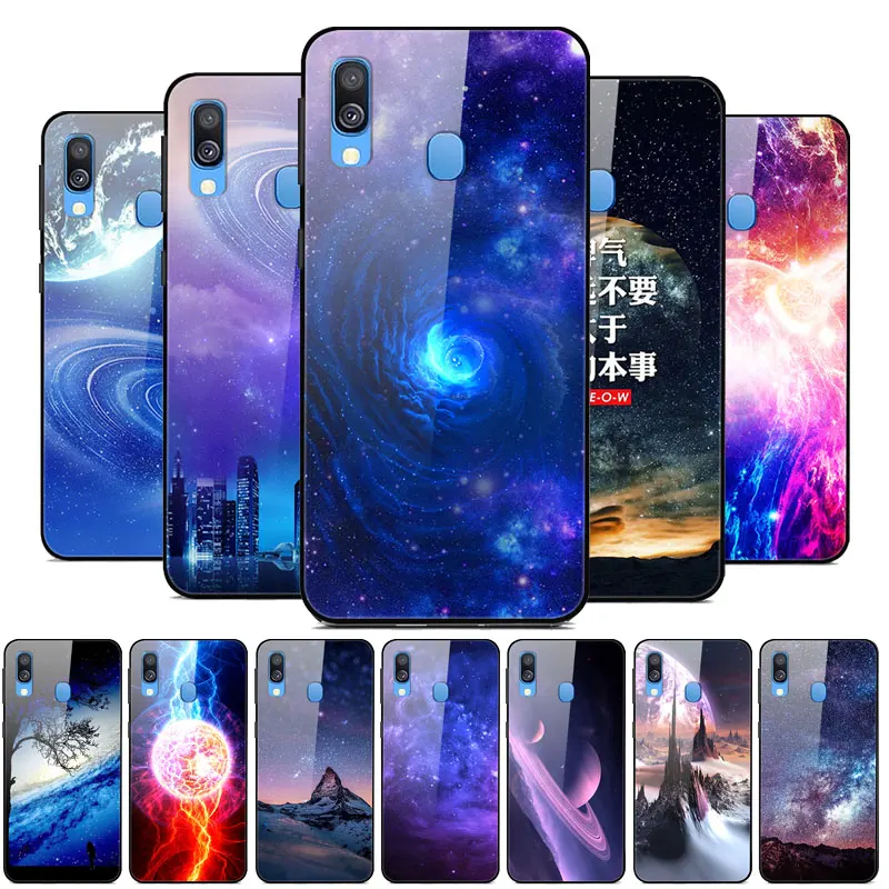 Чехол из закаленного стекла для Samsung A20E чехол с планетой ТПУ жесткая задняя